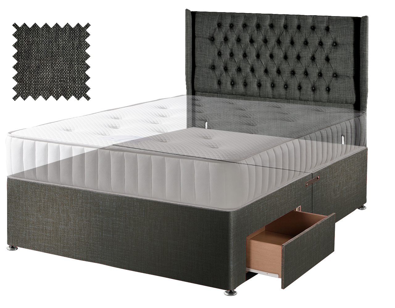 Linoso Charcoal Contract Divan