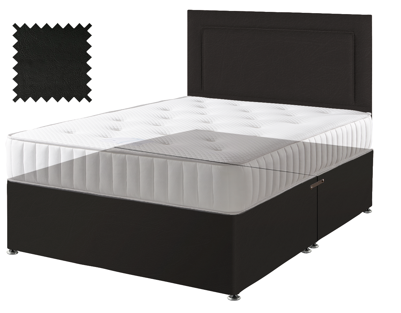 Toledo Black Faux Leather Contract Divan