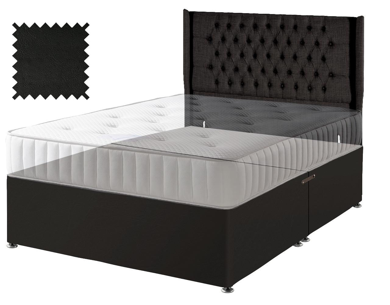 Toledo Black Faux Leather Contract Divan