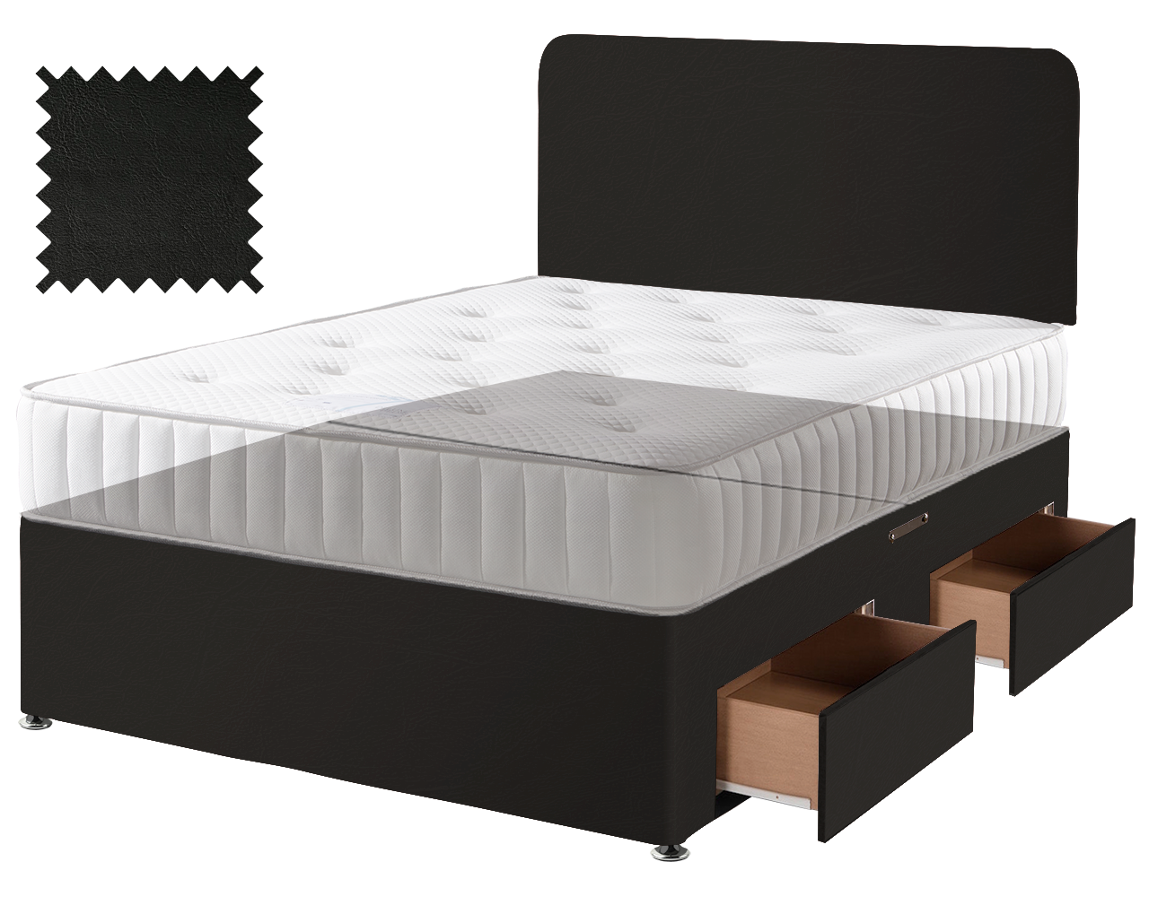 Toledo Black Faux Leather Contract Divan