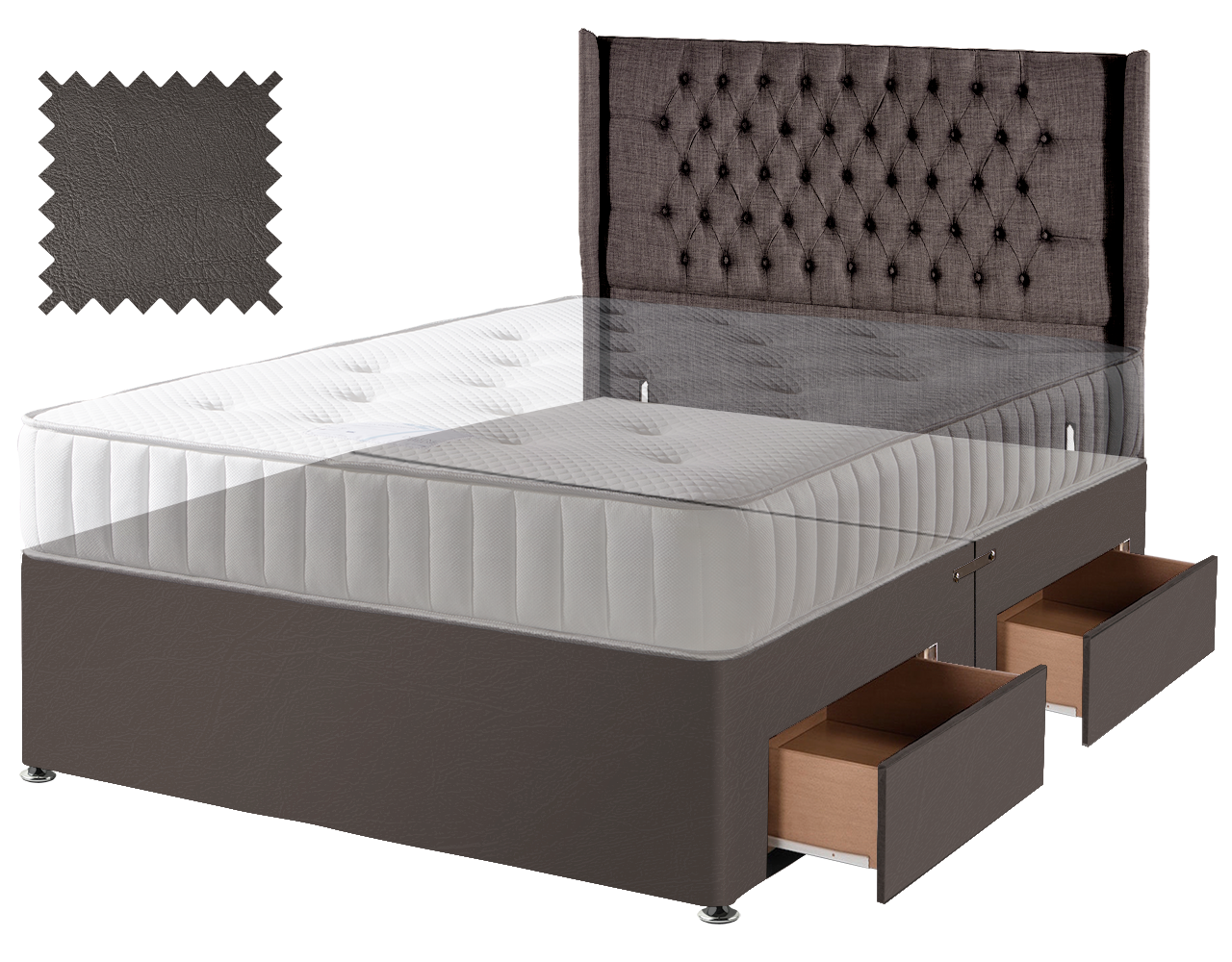 Toledo Brown Faux Leather Contract Divan