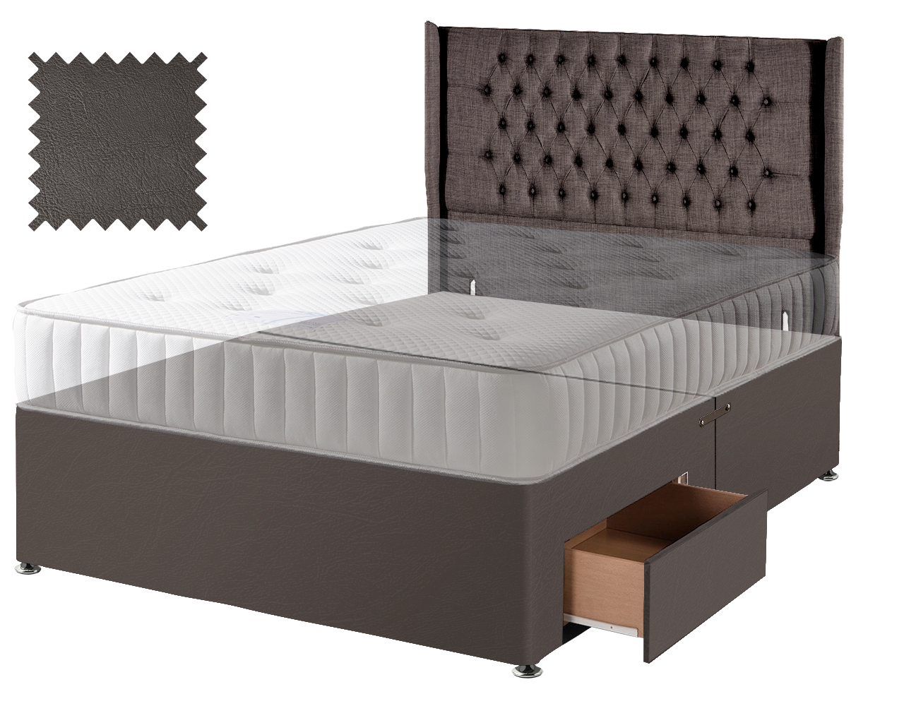 Toledo Brown Faux Leather Contract Divan