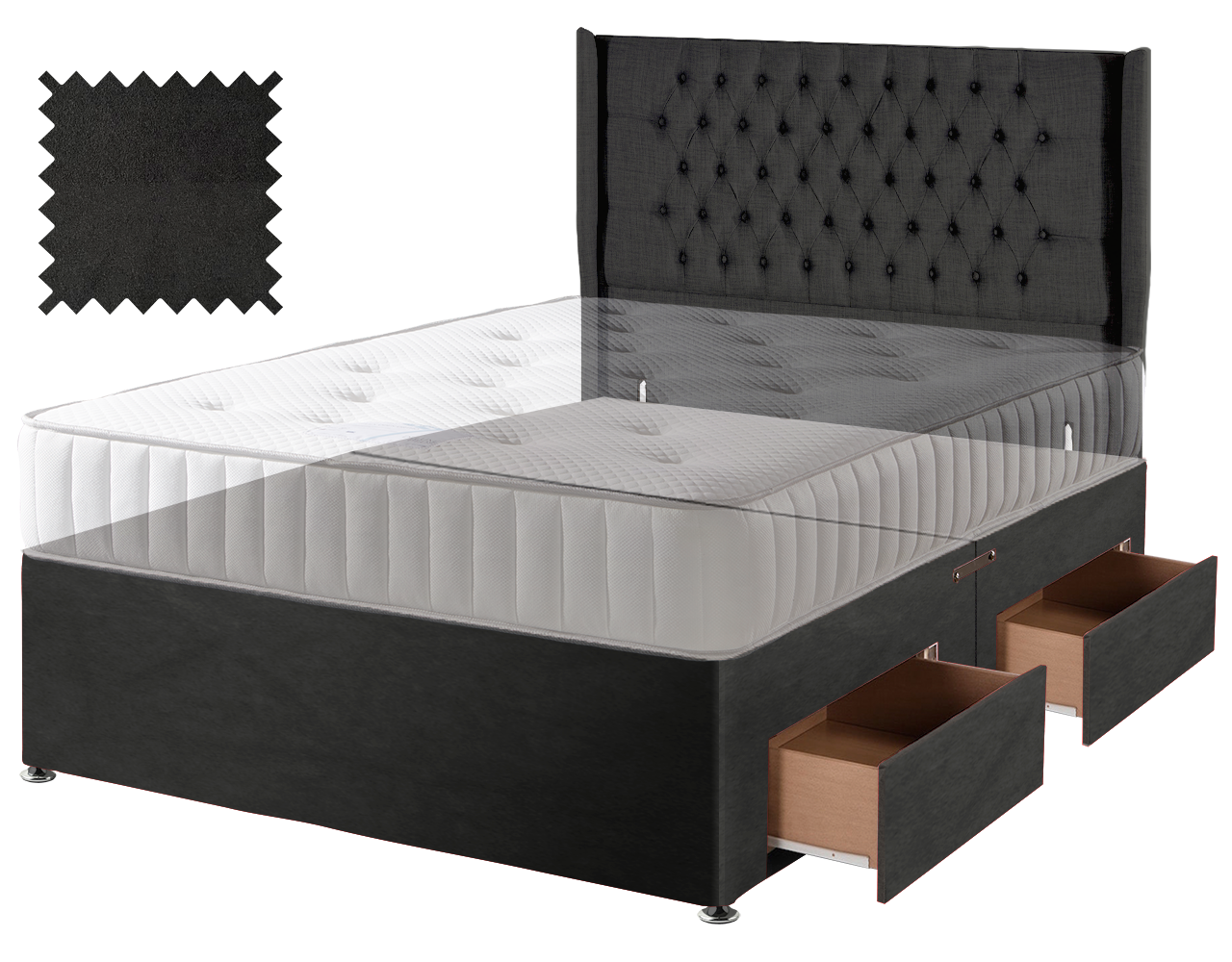 Black Suede Contract Divan