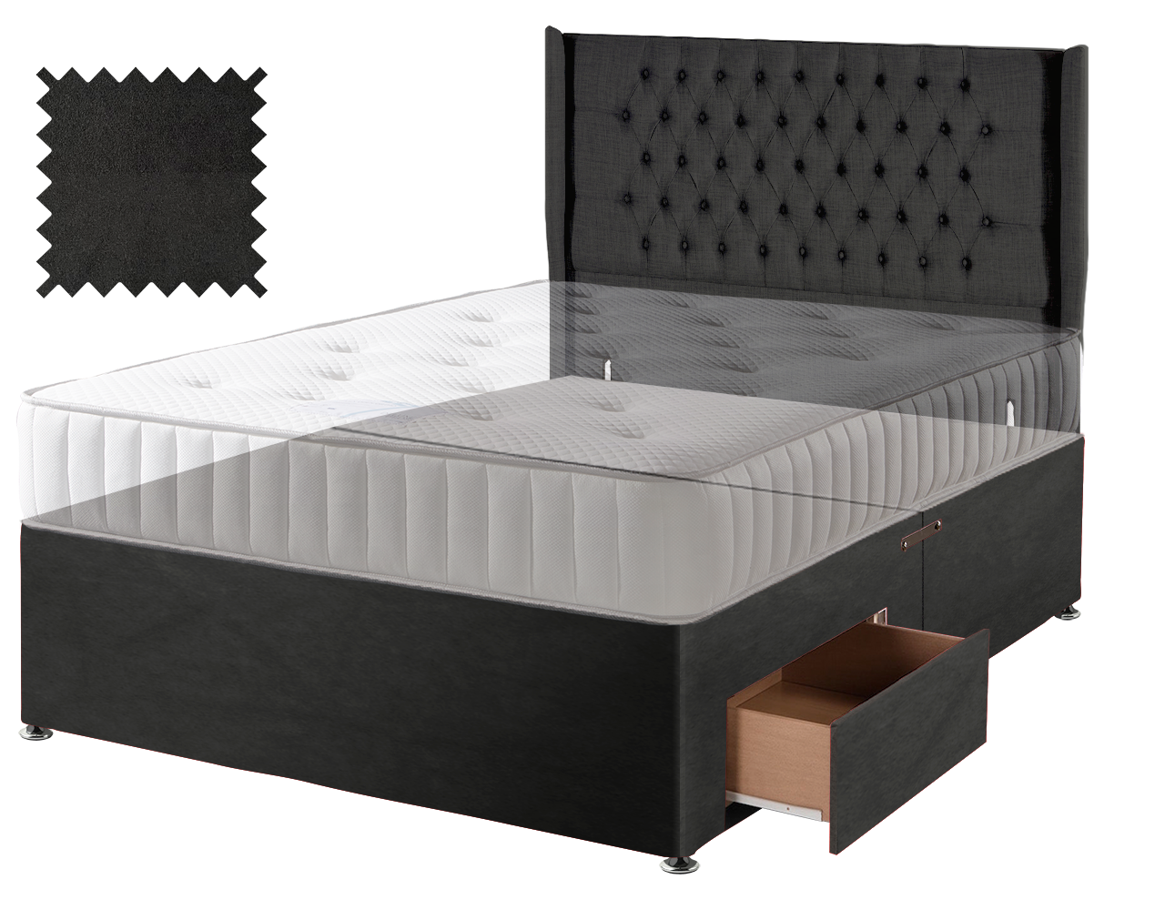 Black Suede Contract Divan