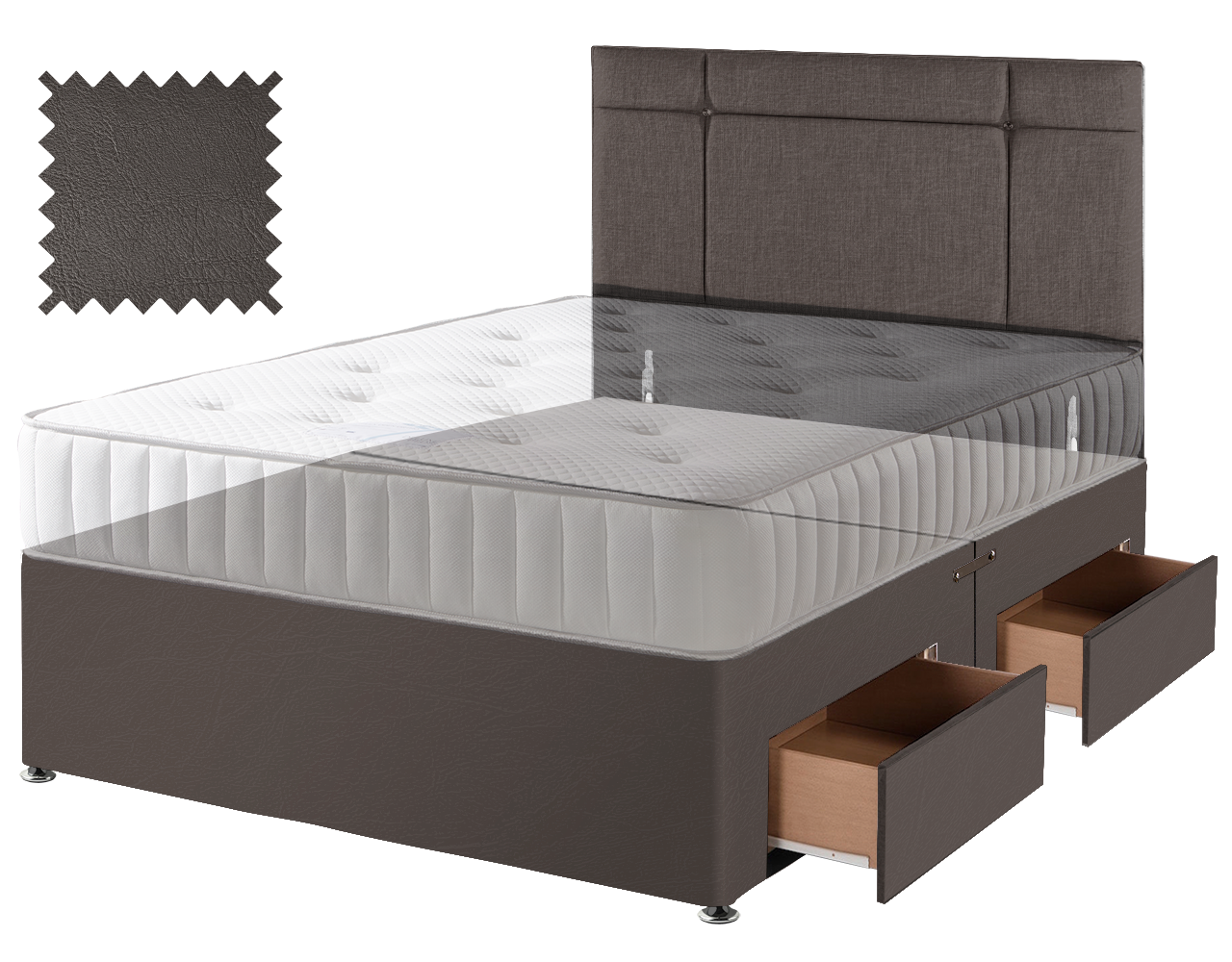 Toledo Brown Faux Leather Contract Divan