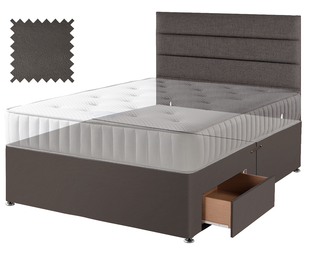 Toledo Brown Faux Leather Contract Divan