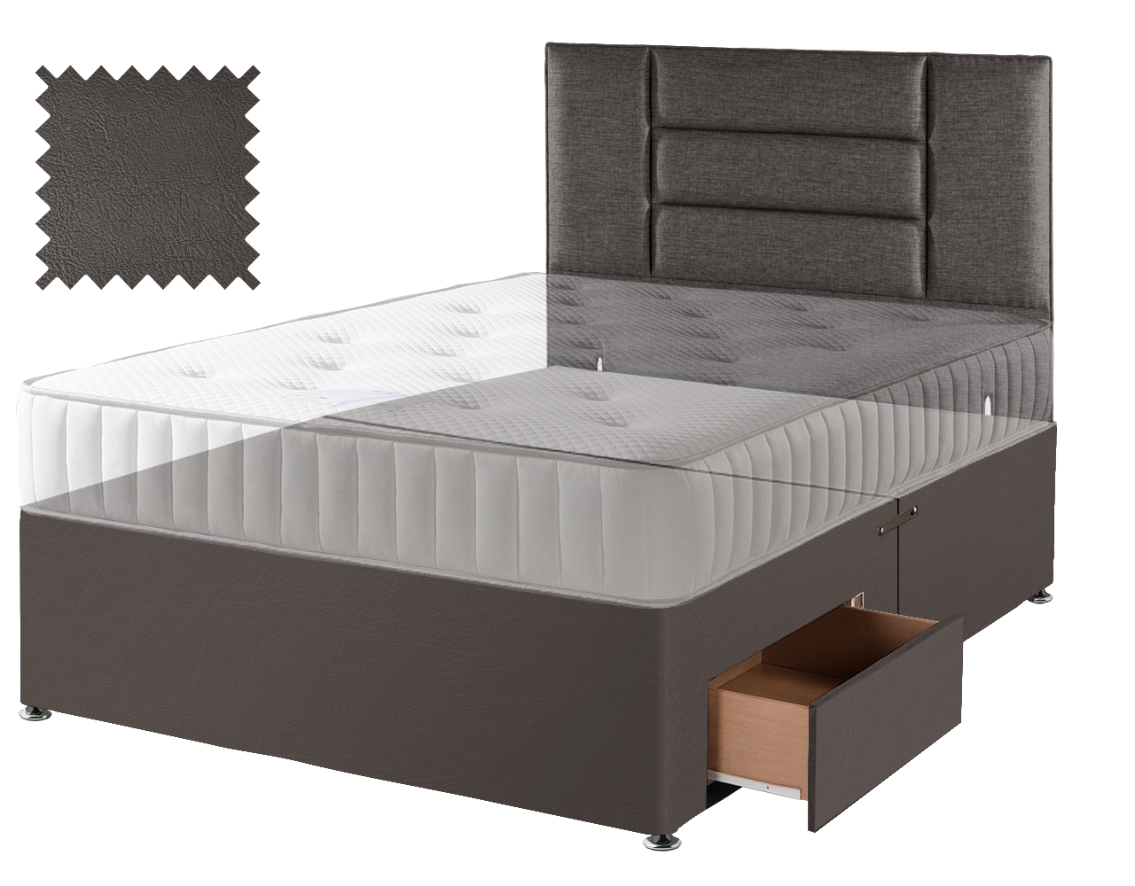 Toledo Brown Faux Leather Contract Divan