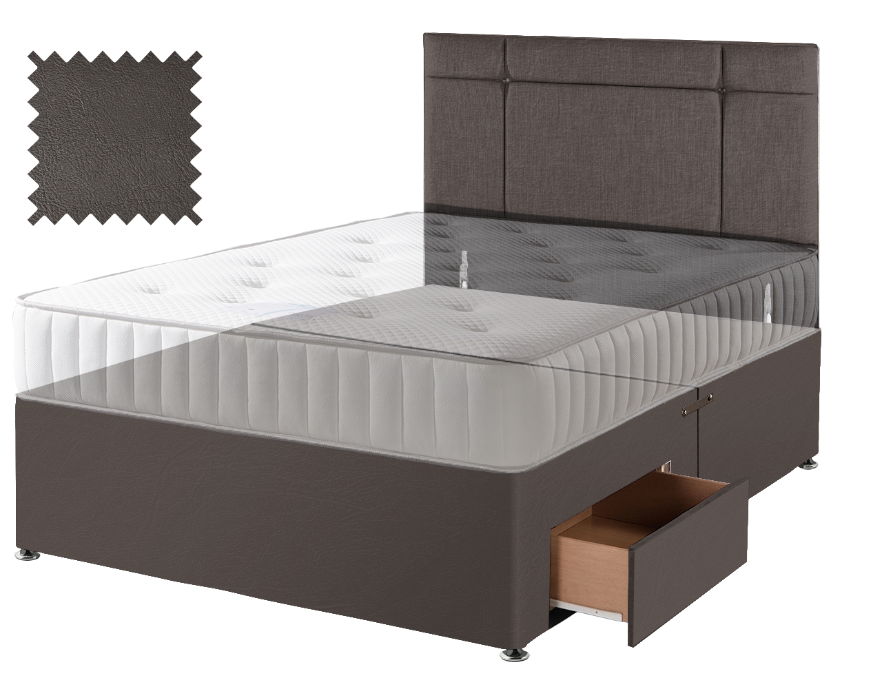 Toledo Brown Faux Leather Contract Divan