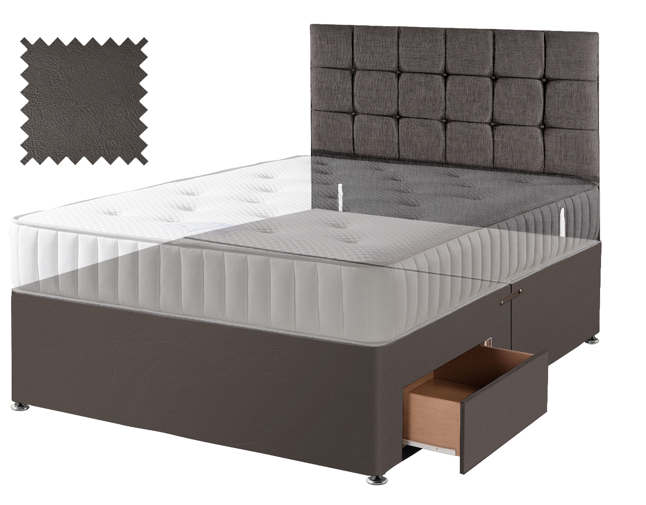 Toledo Brown Faux Leather Contract Divan