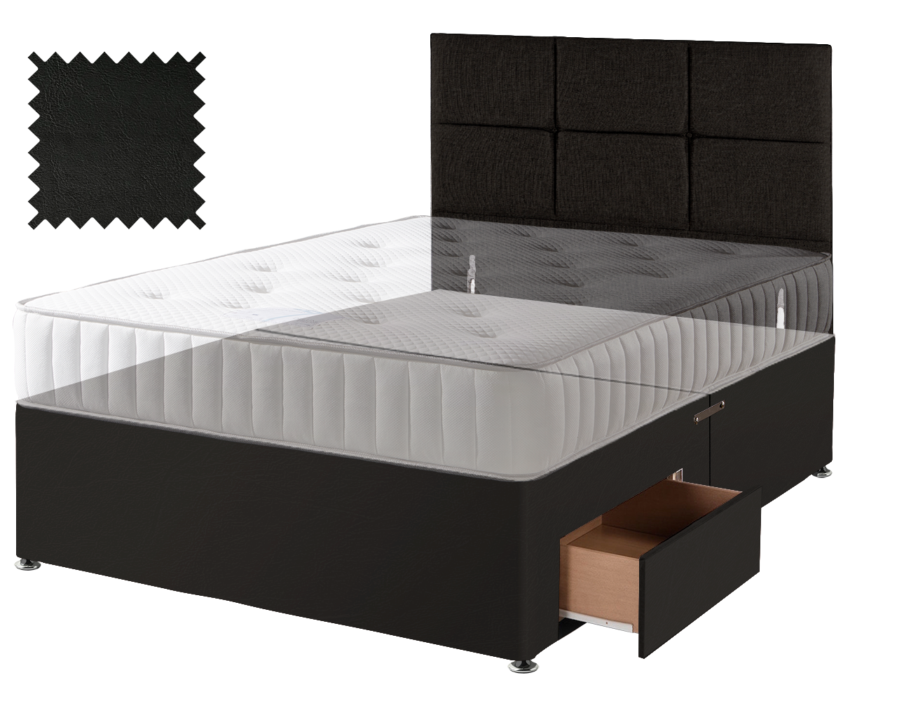 Toledo Black Faux Leather Contract Divan